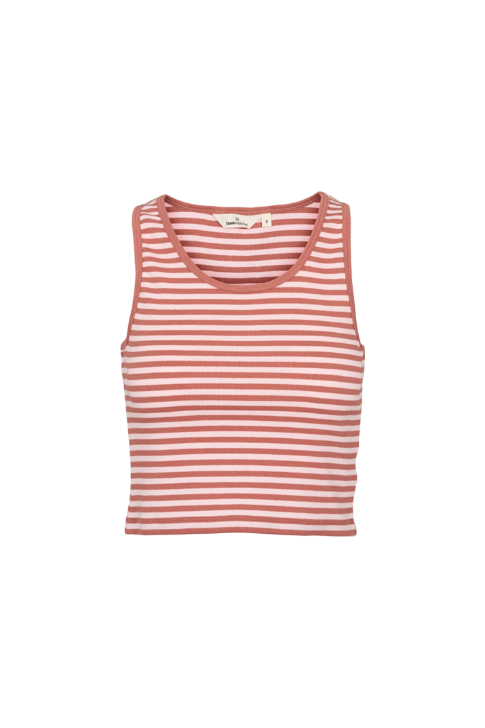 Basic Apparel Ludmilla Stripe Crop Tank Tops & tank-tops 784 cedar wood / Rose shadow